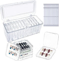 Press on nail storage 12 PCS Acrylic Nail Storage Box - Portable Versatile Organizer for Press - On Nails, Jewelry and More with 60 Pcs Adhesive Double Sided Tape by Oskrieel