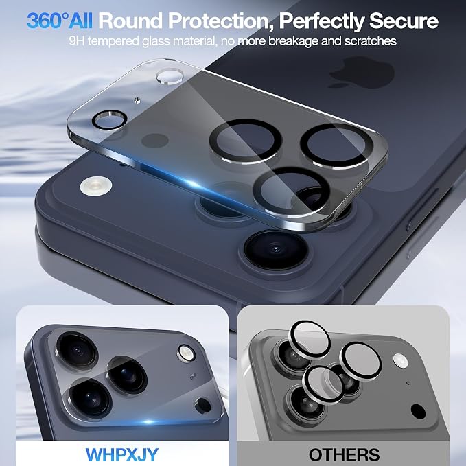 WHPXJY 2025 New Upgrade for 3 pack iPhone 17 Pro Max Camera Lens Protector-Tempered Glass Cover, 9H+ Shatterproof/Anti-scratch/Maintains Original Clarity/Easy to Install - Image 2