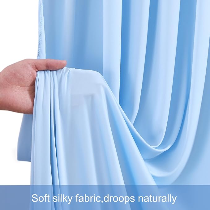 8 Panels Baby Blue Backdrop Curtains for Wedding Party Wrinkle Free Backdrops Curtain Drapes Fabric Decorations Photo Back Drop Cloth for Baby Shower Photography Stage Reception 40ft(W) x 12ft(H) - Image 7