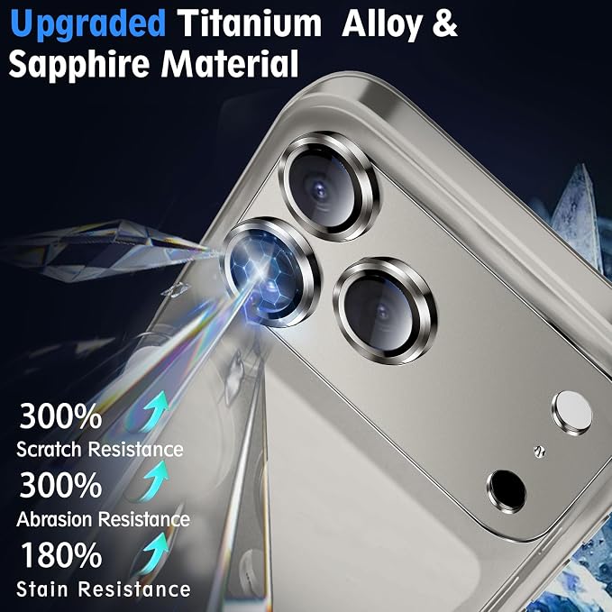 SiHPuoy Camera Lens Protector for iPhone 17 Pro Max, Tempered Glass, Grey | 2pcs, 9H+ Hardness, Military Grade Shatterproof, Anti-Scratch, Case Friendly, Metal Camera Cover, Does not Affect Night Shots - Image 3