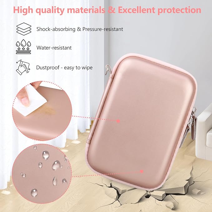 Carrying Case Compatible with Fujifilm Instax Mini EVO Instant Camera, INSTAX MINI EVO Camera Storage Holder Travel Bag with Mesh Pocket for Photos, USB Cables, Film, Rose Gold - Image 5