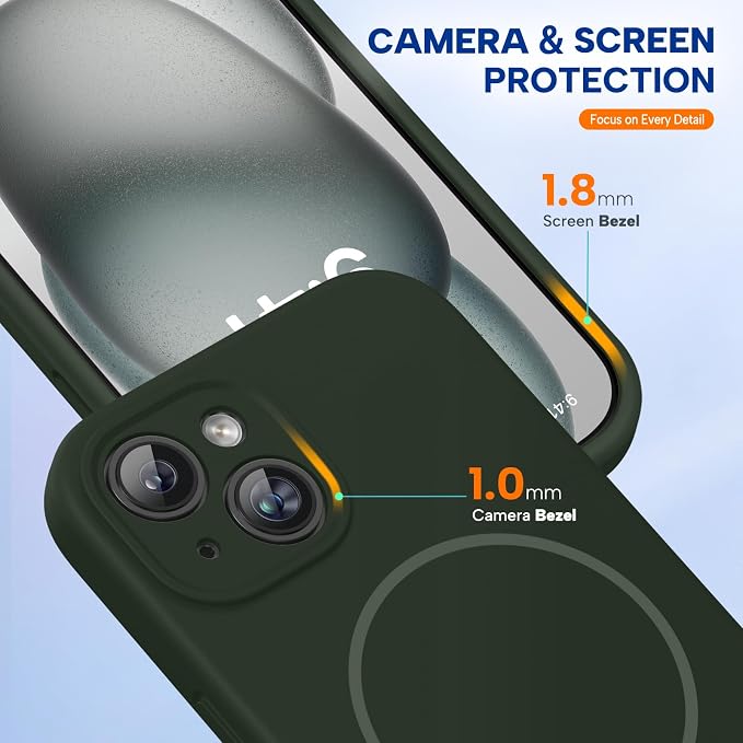 Miracase Silicone & Magnetic for iPhone 15 Case, Dark Green | Compatible with MagSafe, Soft Microfiber Lining, Premium Silicone Cover Shockproof Drop Protection Phone Case for 15 - Image 5