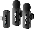 BOYA BY-V20 USB-C Wireless Microphone for Android Type-C,iPhone 16/15,328FT Los Range,9H Battery,Noise Reduction Mini Wireless Lavalier Lapel Mics for Interview YouTube TikTok(2TX+1RX) by BOYA