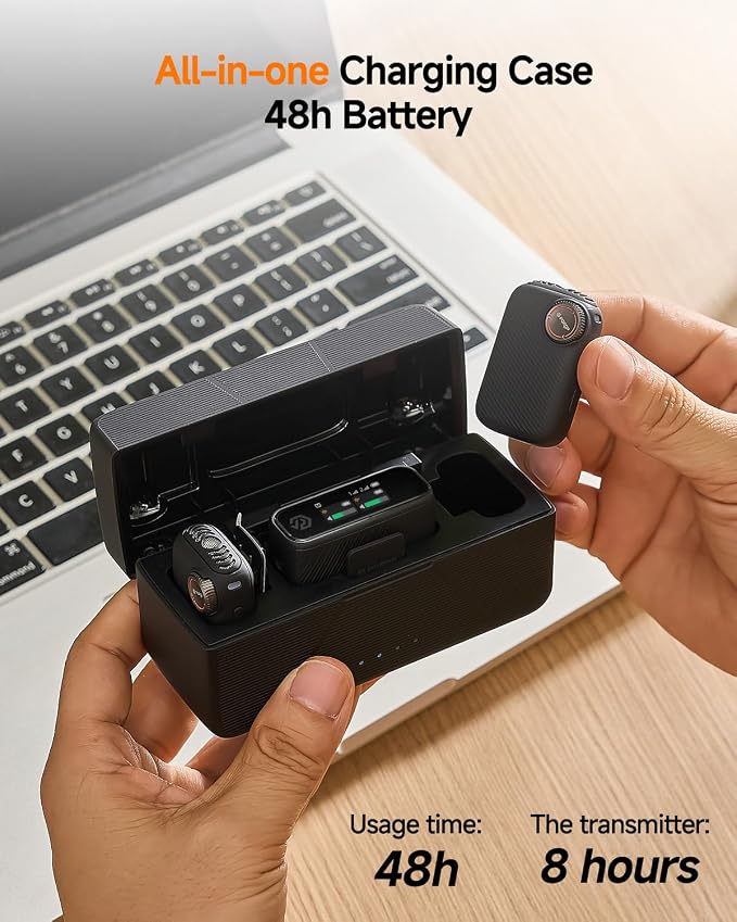 PQRQP S20 Mic (2 TX + 1 RX + Charging Case), Mini Microphone for iPhone/Android/Camera, 48kHz/24-bit High Audio, AI Noise Cancelling, 48h Use, 820ft Range, Wireless Microphones for Vlog, Streaming - Image 5