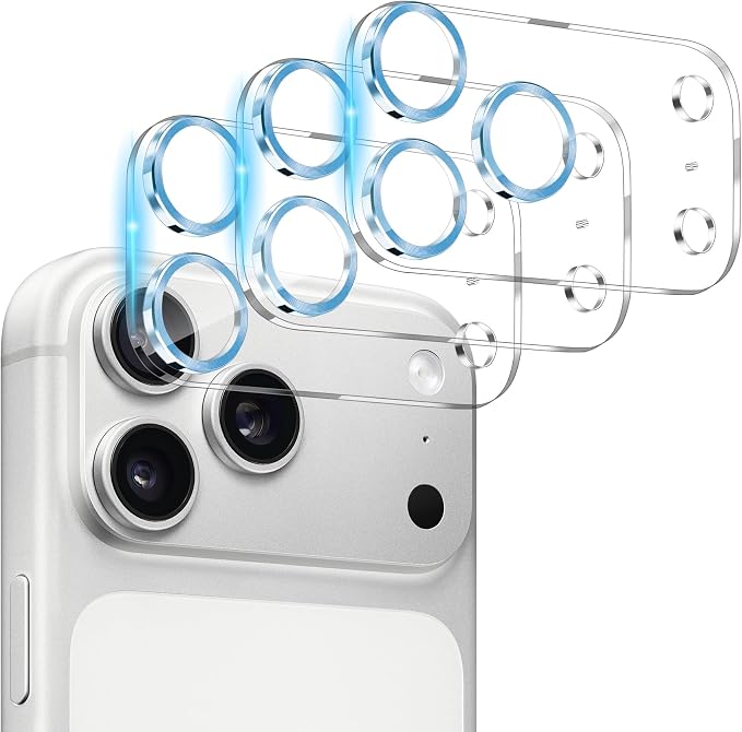 Dengduoduo 3 Pack Camera Lens Protector for iPhone 17 Pro Max, Tempered Glass, Ultra HD, 9H Hardness, Anti-Scratch, Case Friendly,[No Affect on Night Shots],Blue by Dengduoduo