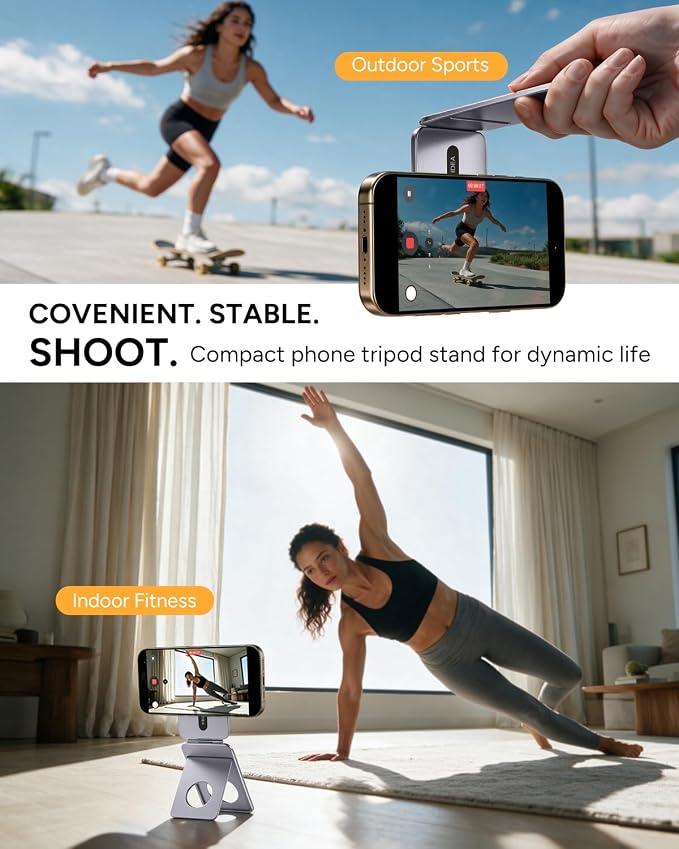 1ST IDEA for MagSafe Tripod Stand Ultra-Thin 0.23" | Aluminum Alloy Magnetic Tripod for iPhone, Flexible 20x Magnet Phone Stand Gift Accessories for Women Men for iPhone 17 16 15 14 13 12 Series - Image 6