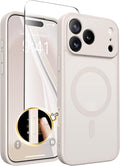 CAPRARO for iPhone 17 Pro Max Case, Compatible with MagSafe Stone | Upgraded [Full Camera Protection] Protective Translucent Matte Women Girl Magnetic Phone Case Cover, Stone by CAPRARO