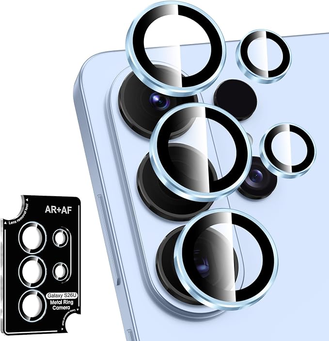 for Samsung Galaxy S26 Ultra Camera Lens Protector, Individual Metal Ring Tempered Glass Lens Cover, [Strong Adsorption] Scratch Resistant Ultra-Thin HD Clear Lens Cover, 1 Set-Blue Ring by Btscase