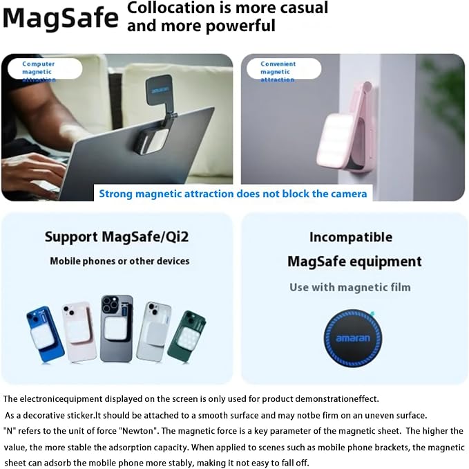 Amaran Go Magnetic Selfie Phone Light,Dual LED Light Source (Blue) | with Adjustable Mirror Light CCT 2700K-6500K,Rechargeable for Selfie,Makeup,Video Conference,TikTok,for iPhone & Android - Image 8