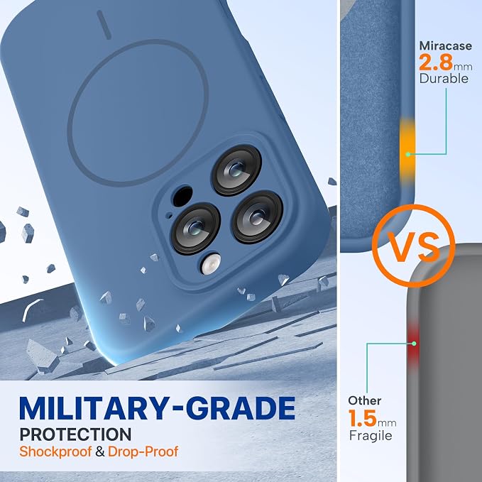 miracase Magnetic for iPhone 16 Pro Max Case, [Soft Anti-Scratch Microfiber Lining], Compatible with MagSafe, Liquid Silicone Case Shockproof Drop Protection Phone Case for 16 ProMax,Glass Blue | Compatible with MagSafe, Soft Microfiber Lining, Premium... - Image 2