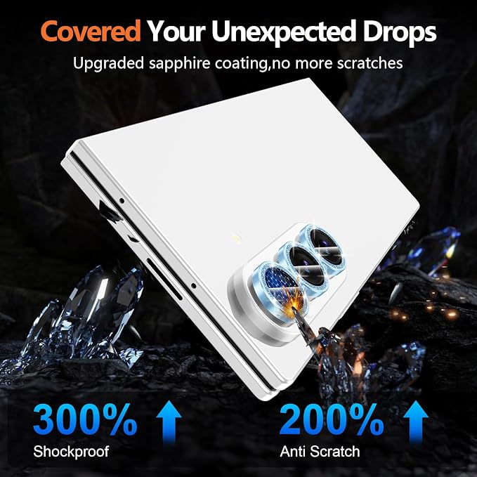 for Samsung Galaxy Z Fold 8 Ultra Camera Lens Protector, Individual Metal Ring Tempered Glass Lens Cover, [Strong Adsorption] Scratch Resistant Ultra-Thin HD Clear Lens Cover, 1 Set-Blue Sparkly - Image 5