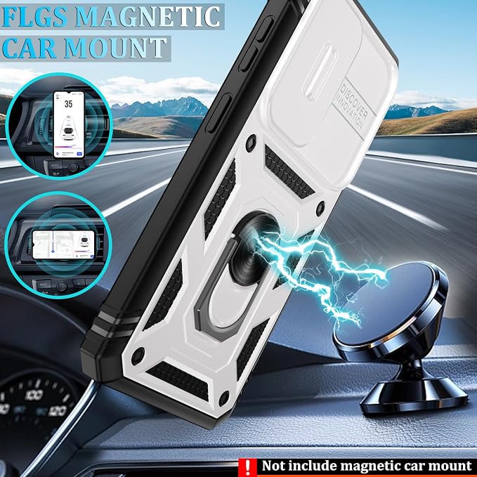 Gritup for Samsung Galaxy S26 Case with Slide Camera Cover | 2*Screen Protector, Build in 360° Rotating Ring Kickstand, Military Grade Protective Cover for Samsung S 26, White+Black - Image 7
