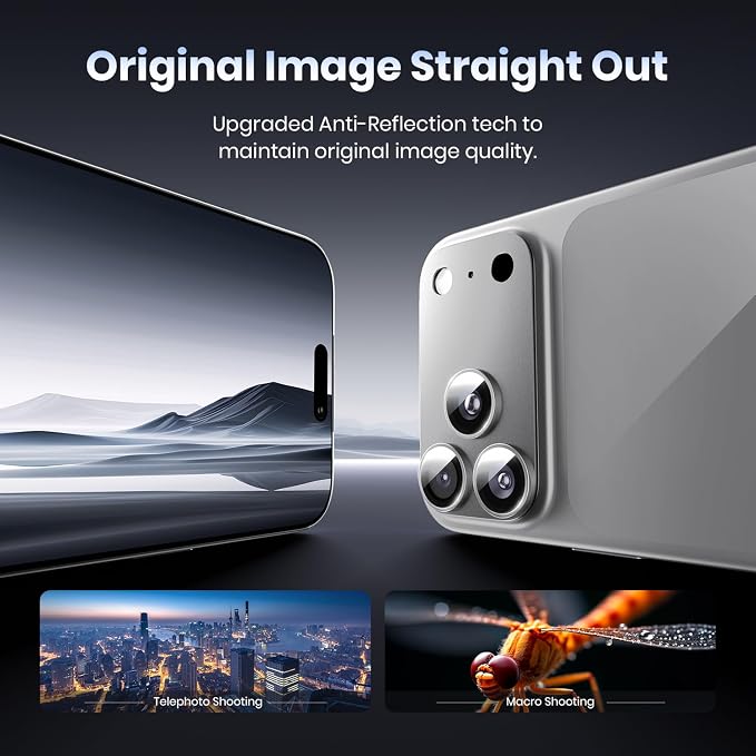 for iPhone 17 Pro Camera Lens Protector - 12FT Shatterproof | Military Grade Protection, Strong Adsorption, 9H+ Tempered Glass Camera Screen, Full Protective Cover, Case Friendly, White - Image 4