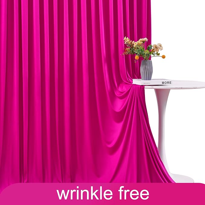 6 Panels Fuchsia Backdrop Curtain for Parties Birthday Party Wrinkle Free Hot Pink Photo Curtains Backdrop Drapes Fabric Decoration for Wedding 30ft(W) x 10ft(H) - Image 6