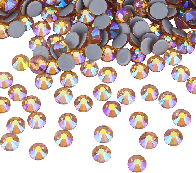 Jollin Hotfix Rhinestones Flatback Crystal Gems 7.2mm SS34, Topaz AB | 288pcs Hot Fix Crystals Glass Rhinestones for Bedazzling, Crafting, Clothes, Shoes & Accessories DIY Decoration - Image 2