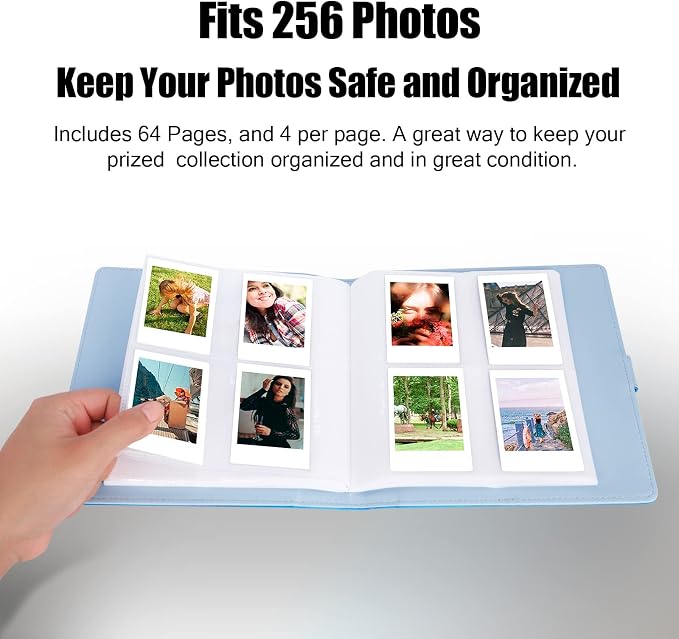 Veicevol 256-Pocket 2x3 Photo Album for Instax Mini and Polaroid | PU Leather Cover Keeps, Fits Instax Mini and Polaroid 2x3 Photos, Protects Travel, Wedding and Family Memories - Image 3