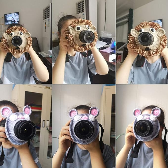 Saycker Huggers,Animal Shutter Hugger, Camera Lens Stand, Cute Animal Lens Accessory Teaser Toy,Photography Props, Camera Buddies Posing Prop for Portable Video Devices(Orange) - Image 3