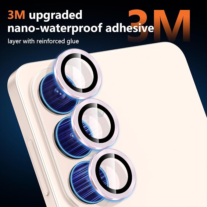 for Samsung Galaxy S26 Camera Lens Protector, Individual Metal Ring Tempered Glass Lens Cover, [Strong Adsorption] Scratch Resistant Ultra-Thin HD Clear Lens Cover, 1 Set-Pink - Image 4