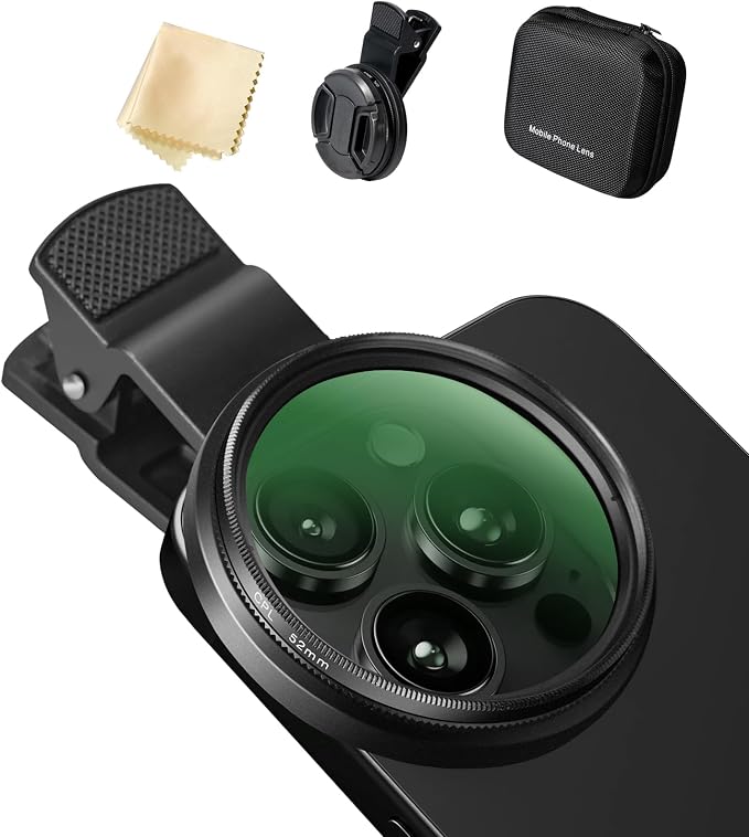 52mm CPL Filter for Phone/DSLR, HD Circular Polarizer Polarizing Filter with Universal Clip, Lens Attachment for iPhone 16 15 14 13 12 Samsung Galaxy Pixel and Other Smart Phones/Camera - Image 9
