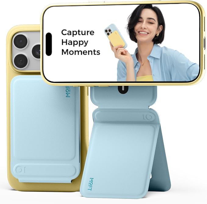 MOFT Phone Tripod Stand, Portable Selfie Stick for iPhone, Mulit-Angle | Pocket Size | Strong Magnets l MOVAS Leather | Magsafe Compatible | Easy to Charge | Stylish |For Content Creators by MOFT