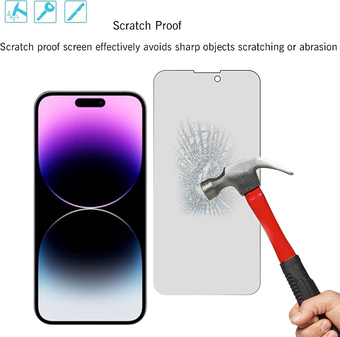 Ailun Privacy Screen Protector + Camera Lens Protector for iPhone 14 Pro | 2+2 Pack, 6.1 Inch, Anti Spy Private, Tempered Glass, Case Friendly - Image 5