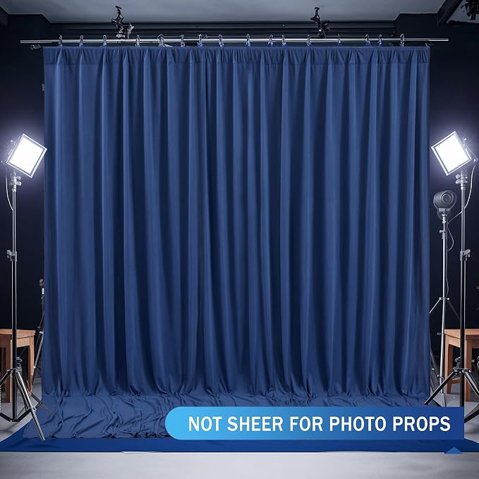 Navy Blue Backdrop Curtains - Wrinkle-Free Polyester Photography Drapes for Wedding, Baby Shower, Birthday, Graduation Party Decorations - 16 X 10FT - Image 8
