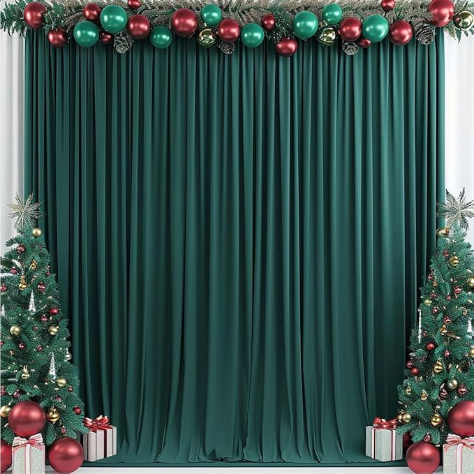 30x10ft Wrinkle Free Hunter Green Backdrop Curtain for Parties Soft Fabric Drapes Wedding Dark Green Curtain Backdrop for Birthday Party Decorations Background for Photography 5x10ft,6 Panels - Image 4