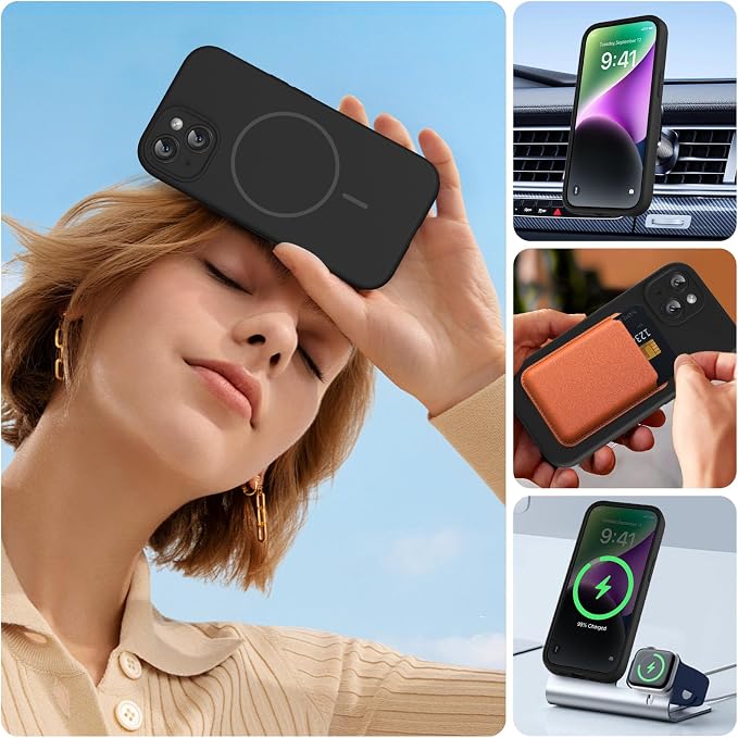 Miracase Magnetic for iPhone 14 Plus Case, Silicone, Black | Compatible with MagSafe, Soft Microfiber Lining, Silicone Shockproof Protection Phone Case for iPhone 14 Plus - Image 6