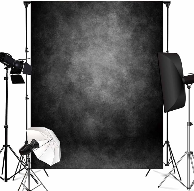 Abstract Black 5x7ft Backdrop Background for Photography Headshot Portraits Photography Backdrops Dark Grey Photo Backdrops for Photography Black Photo Backdrop Cloth - Image 2