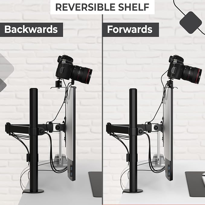 HumanCentric DSLR Monitor Mount Extra Large, Desk Camera, Webcam & Mic | Microphone Shelf for Monitor VESA Arm, Replace Clamp Tripods, 100x100mm Patterns, Aluminum, Hardware Included - Image 7