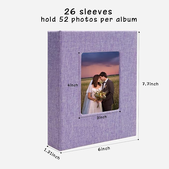 Small Photo Album 5x7 Linen Picture Book, Each Mini 26-Page Album Holds 52 Photos, Art Presentation Folder for Postcards & Picture Storage - Image 5