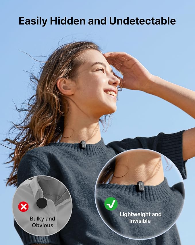 BOYA mini 2 Wireless Lavalier Microphone for iPhone 5-17 & Android Phone | Mini Mic with AI Noise Cancellation, App Control, 30H Battery Life with Charging Case for Recording Vlogging Streaming - Image 3