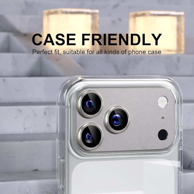 Choiche for iPhone 17 Pro Camera Lens Protector, Black | Metal Camera Cover with 9H Tempered Glass Lens Screen Protector Accessories, Strong Adsorption, Case-Friendly, 6.3-inch - Image 4