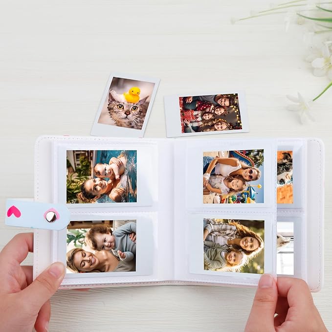 Ruibytree 112-Pocket Small Photo Album for 2x3 Pictures, Hearts Blue,1 Pack | Pocket-Size, PU Leather Cover, Snap Closure, Acid-Free Pages, Fits Polaroid 2x3 Photos, Kodak Mini Prints & ZINK Photos - Image 5