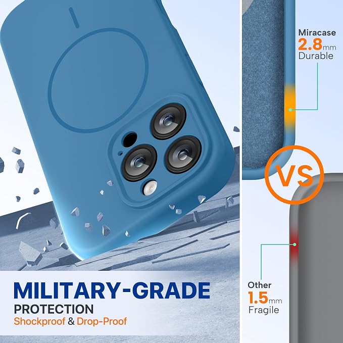 miracase Magnetic for iPhone 16 Pro Case, [Soft Anti-Scratch Microfiber Lining], Compatible with MagSafe, Liquid Silicone Case Shockproof Drop Protection Phone Case for 16 Pro,Capri Blue | Compatible with MagSafe, Soft Microfiber Lining, Liquid Silicon... - Image 2