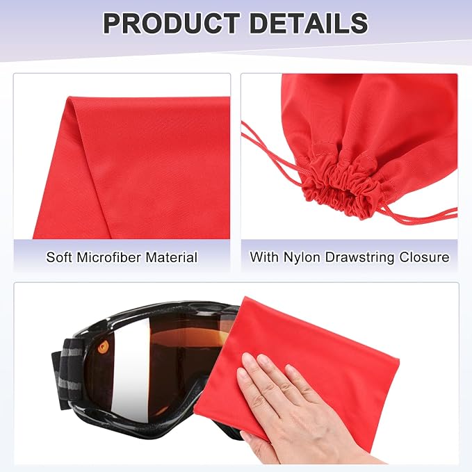 M METERXITY Ski Goggle Bag, Soft Microfiber Pouch Bags Case with Drawstring for Snow Goggles/Camera Lenses/Sunglasses - Image 2