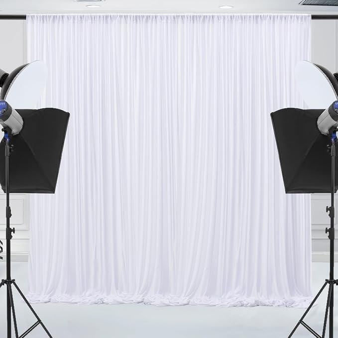 10x10ft Wrinkle Free White Backdrop Curtain for Parties Soft Fabric Drapes Wedding White Curtain Backdrop for Birthday Party Decorations Background for Photography 5x10ft, 2 Panels - Image 7