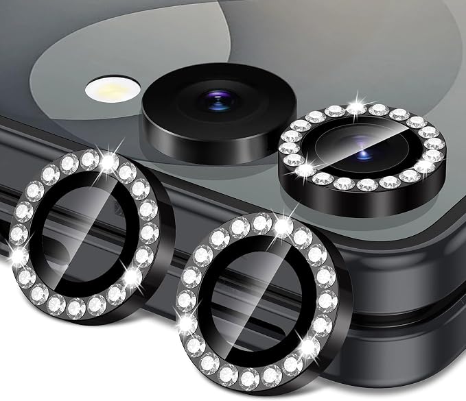 for Samsung Galaxy Z Flip 8 Camera Lens Protector, Individual Metal Ring Tempered Glass Lens Cover, [Strong Adsorption] Scratch Resistant Ultra-Thin HD Clear Lens Cover, 1 Set-Black Diamond by Btscase