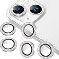 AGVEE 3+3 6 Pack for iPhone 15/15 Plus Camera Lens Protector Cover | Individual Bling Diamond & Bling Glitter Sparkle Cute Gem Metal Ring, 9H Tempered HD Glass by AGVEE