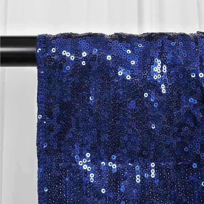SquarePie 8x10ft Navy Blue Sequin Backdrop, High Density Non-Transparent Glitter Curtain for Photography, Birthday, Wedding Party Decorations, Thick Solid Background with 4" Rod Pocket, 1 Panel - Image 5