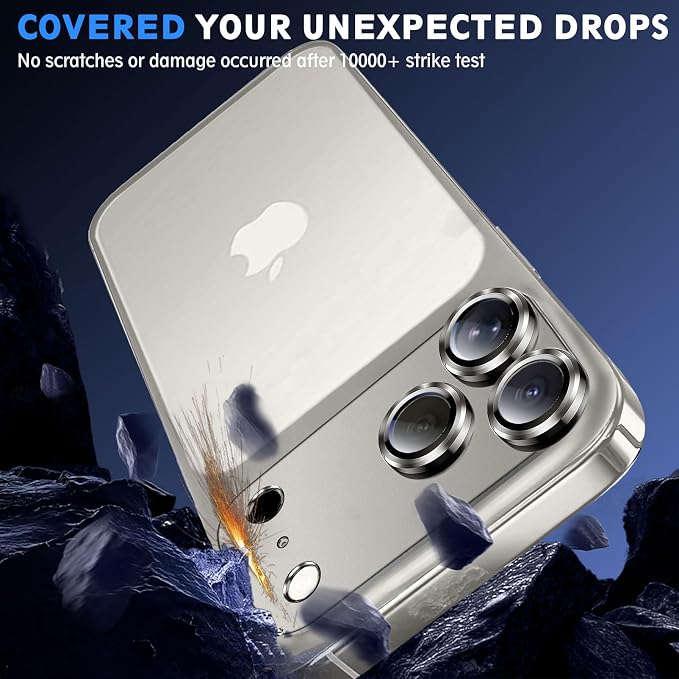 SiHPuoy 2pcs Camera Lens Protector for iPhone 17 Pro, Tempered Glass, Grey | 9H+ Hardness, Military Grade Shatterproof, Anti-Scratch, Case Friendly, HD Metal Camera Cover, Does not Affect Night Shots - Image 7