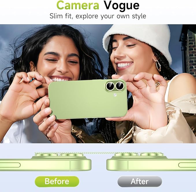 YWXTW Camera Lens Protector for iPhone 17, Individual Anti Scratch Metal Ring Tempered Glass Camera Screen Protector for iPhone 17 Accessories, Case Friendly (Green) - Image 3