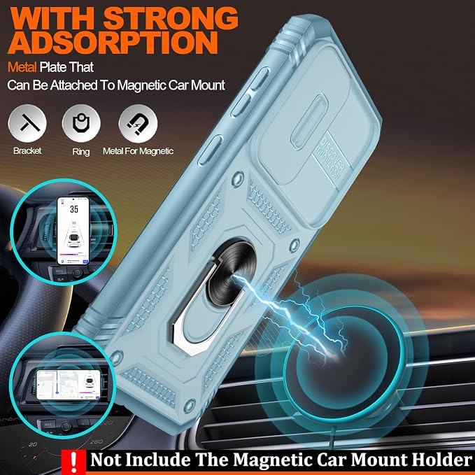 Gritup for Galaxy S23 Phone Case Military-Grade Shockproof with Kickstand | with 2 PCS Screen Protector, Slide Camera Cover, Heavy Duty Outdoor Protection Full Body Funda para Galaxy S 23 Cover-Green - Image 6