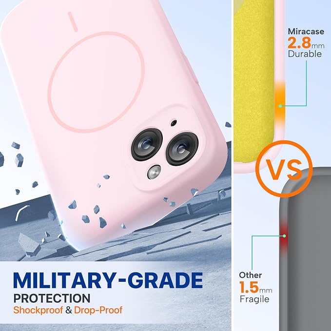 Miracase Silicone & Magnetic for iPhone 15 Case, Sand Pink | Compatible with MagSafe, Soft Microfiber Lining, Premium Silicone Cover Shockproof Drop Protection Phone Case for 15 - Image 3
