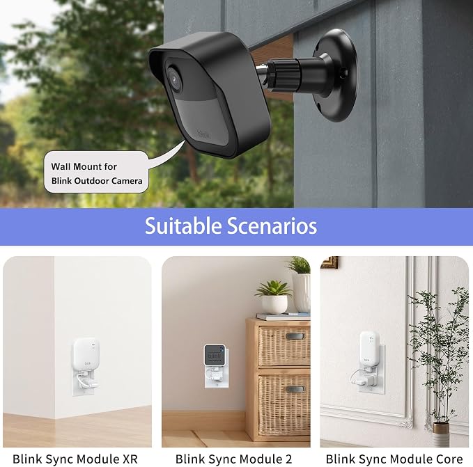Blink Outdoor Wall Mount for Outdoor 4/2K+ Camera, Blink Sync Module Mount | 1 Pack Weatherproof Protective Cover, 360 Degree Adjustable Mount, Perfect View Angle for Blink Home Security System, Black - Image 6