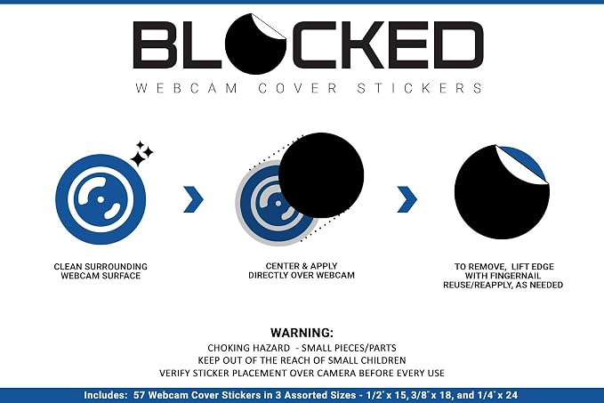 BLOCKED Original Vinyl Webcam Cover Stickers | Restickable & Stackable Privacy Covers | for All Camera-endable Devices | 3-Sizes | 57 Black Tabbed (Ultra Glossy) - Image 8