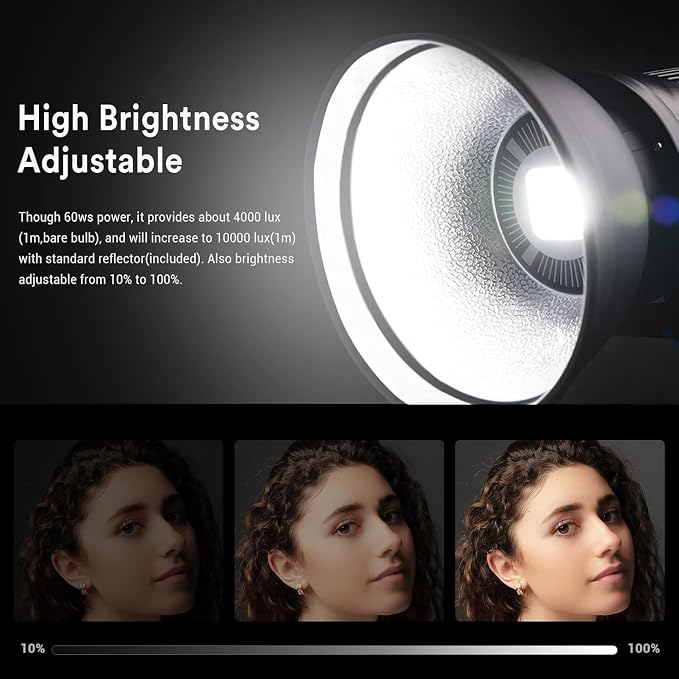 Godox SL-60W SL60W Daylight Led Video Light, 5600K Bright Studio Led Light, CRI95+Qa>90,Wirelessly Adjust Brightness,Bowens Mount LED Continuous Light for Video Recording Wedding Outdoor Photography - Image 3