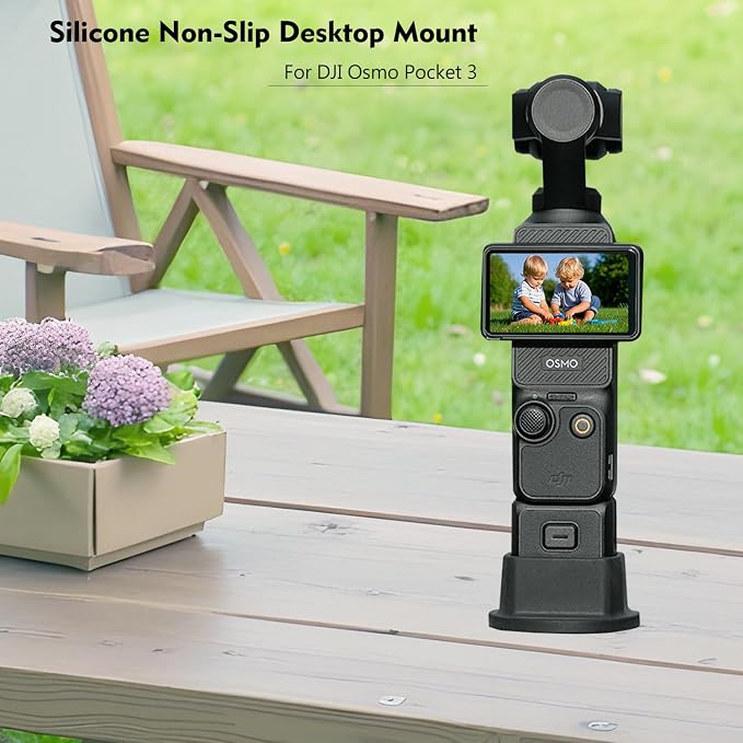 Suptig Tripod Mount, Silicone Non-Slip Desktop Mount for DJI Osmo Pocket 3, Osmo Pocket 3 Accessories(Black) - Image 3