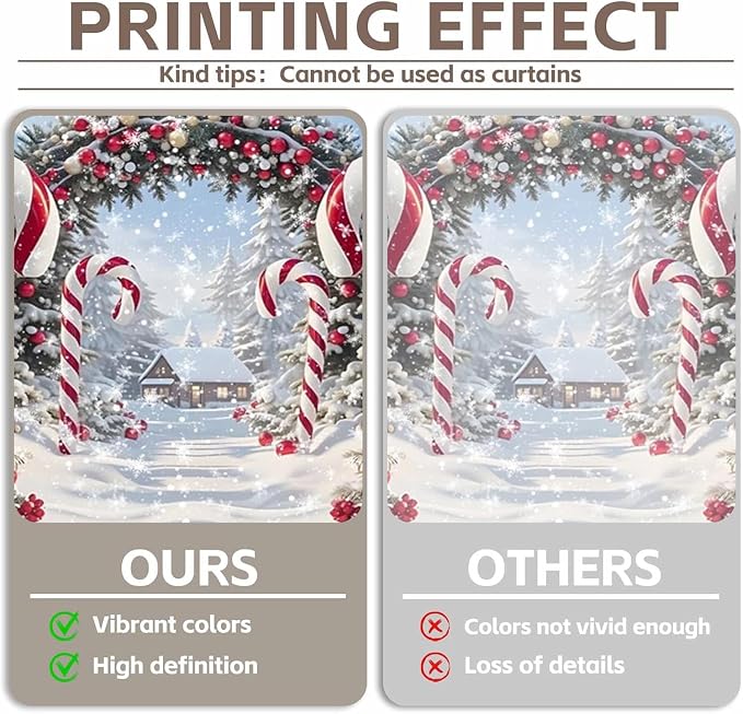 Winter Christmas Cane Candy Photography Backdrop 10x5ft Xmas Snow Scene Christmas Tree Background New Year Eve Party Decorations Banner Winter Holiday Photo Studio Props Vinyl - Image 3