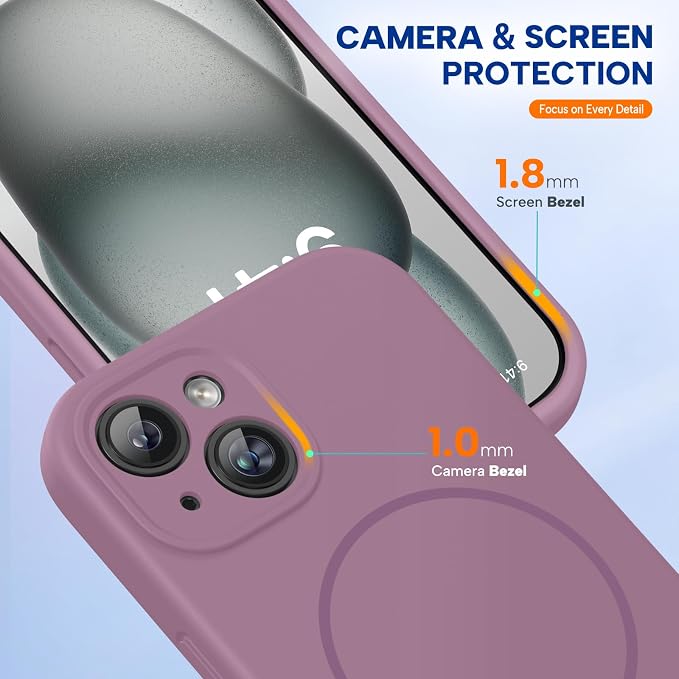 Miracase Silicone & Magnetic for iPhone 15 Case, Blackcurrant | Compatible with MagSafe, Soft Microfiber Lining, Premium Silicone Cover Shockproof Drop Protection Phone Case for 15 - Image 8